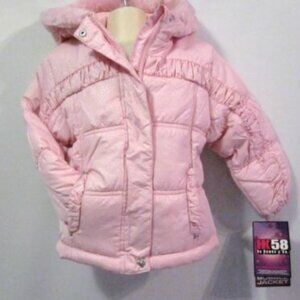 HAWKE & COMPANY HK58 GIRL'S SZ 2 T WINTER COAT PINK SILVER SPARKLE PUFFER JACKET